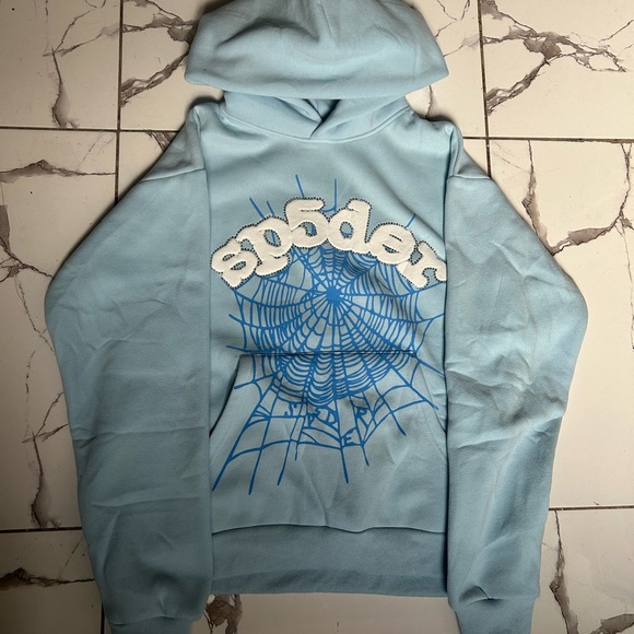 Light Blue Spider Web Hoodie - Picture 1 of 1